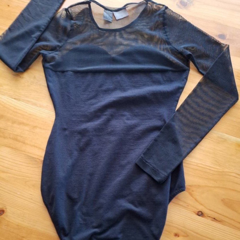 Vintage Sexy Black Mesh Bodysuit - Picture 2 of 8